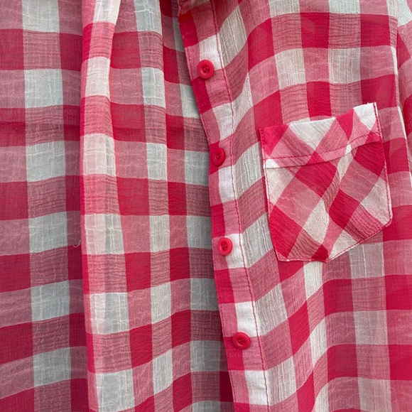 Red and white gingham button-down blouse from Free People - Picture 7 of 8